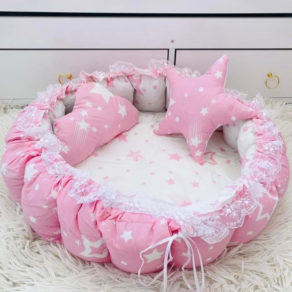 ARMONİ YUVARLAK BABYNEST YASTIK PEMBE