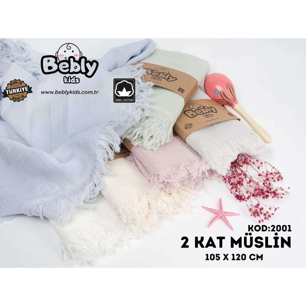 BEBLY TEK KAT 100*120 MÜSLİN BATTANİYE - GRİ - 100*120